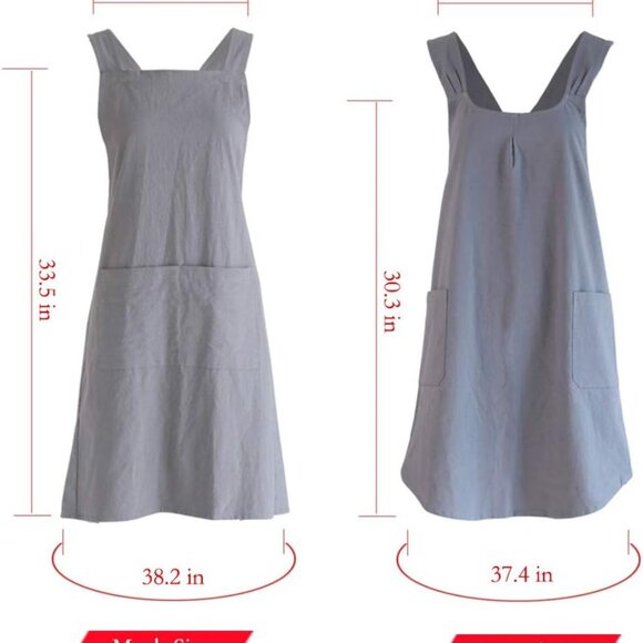 Japanese Linen Cross Back Kitchen Cooking Aprons for Men with Pockets for Baking - Picture 3 of 6